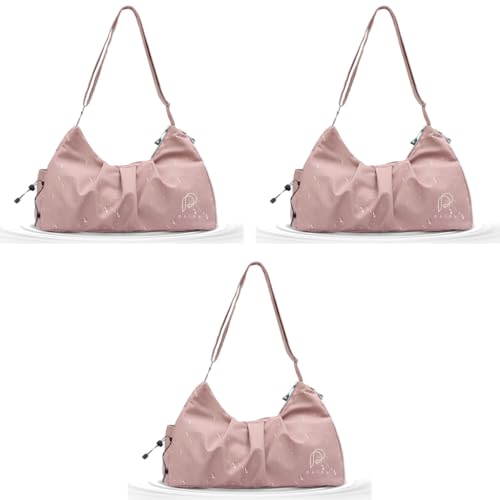PALAY® Women Gym Bag Fashion Nylon with Shoe Compartment Duffle Travel Shoulder Multifunctional Waterproof Day Pack Adjustable Strap Pink 3 PCS PALAY® Women Gym Bag Fashion Nylon with Shoe Compartment Duffle Travel Shoulder Multifunctional Waterproof Day Pack Adjustable Strap Pink 3 PCS